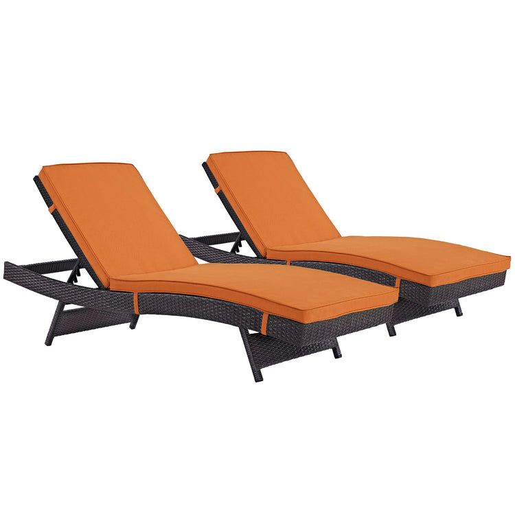 Convene Outdoor Patio Chaise Set of 2 - Espresso Orange