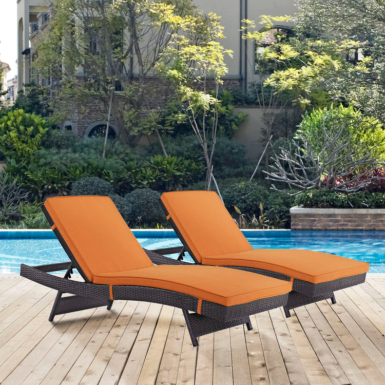Convene Outdoor Patio Chaise Set of 2 - Espresso Orange