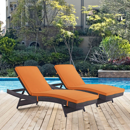 Convene Outdoor Patio Chaise Set of 2 - Espresso Orange