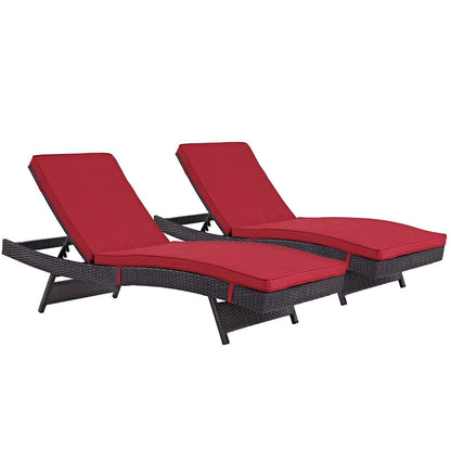 Convene Outdoor Patio Chaise Set of 2 - Espresso Red
