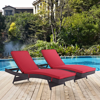 Convene Outdoor Patio Chaise Set of 2 - Espresso Red