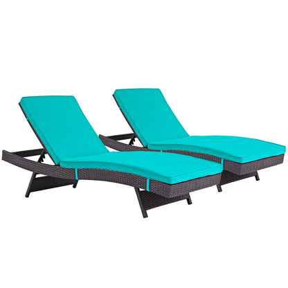 Convene Outdoor Patio Chaise Set of 2 - Espresso Turquoise