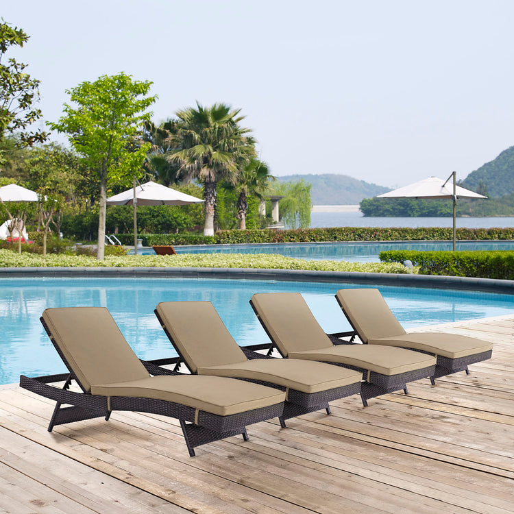 Convene Outdoor Patio Chaise Set of 4 - Espresso Mocha