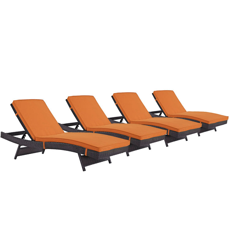 Convene Outdoor Patio Chaise Set of 4 - Espresso Orange