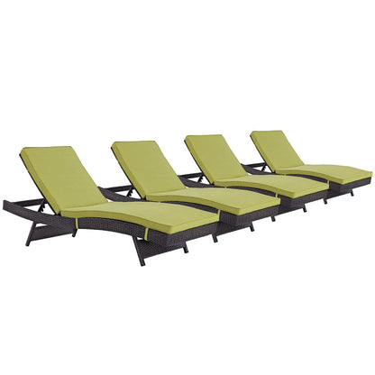 Convene Outdoor Patio Chaise Set of 4 - Espresso Peridot