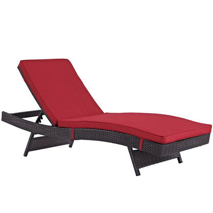 Convene Outdoor Patio Chaise Set of 4 - Espresso Red