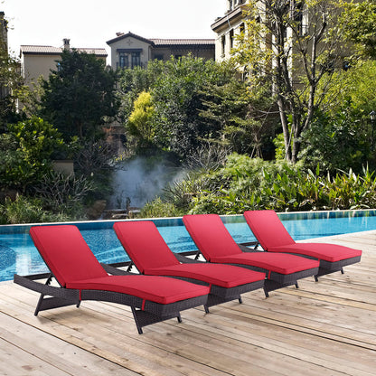 Convene Outdoor Patio Chaise Set of 4 - Espresso Red