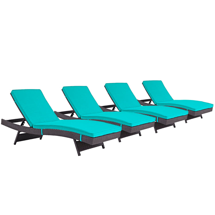 Convene Outdoor Patio Chaise Set of 4 - Espresso Turquoise