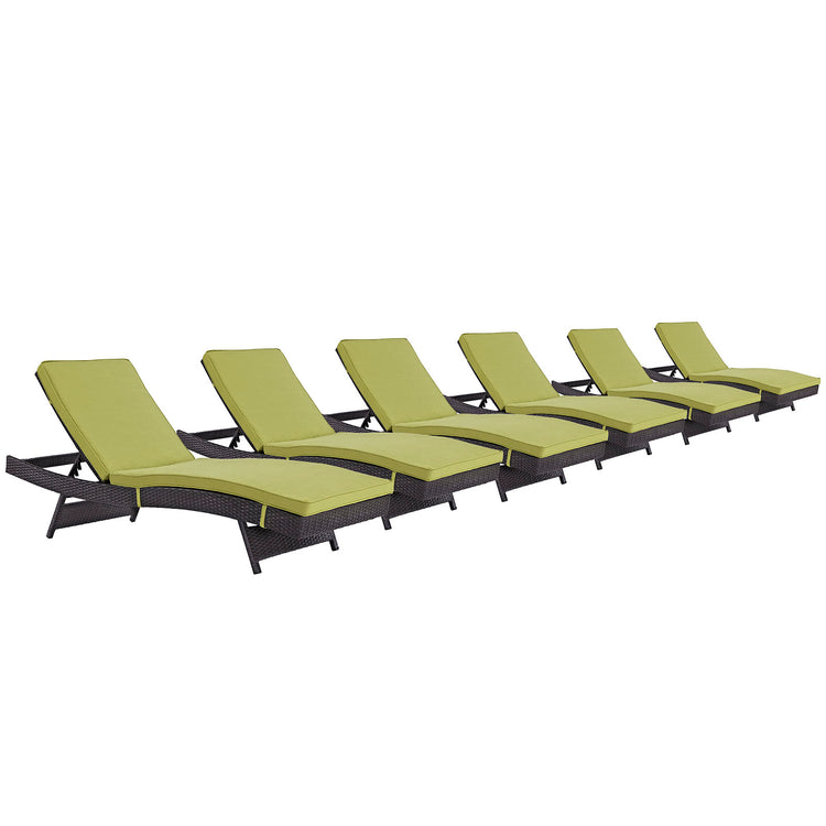 Convene Outdoor Patio Chaise Set of 6 - Espresso Peridot