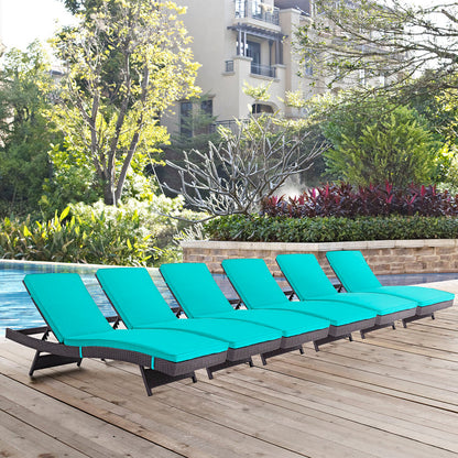 Convene Outdoor Patio Chaise Set of 6 - Espresso Turquoise