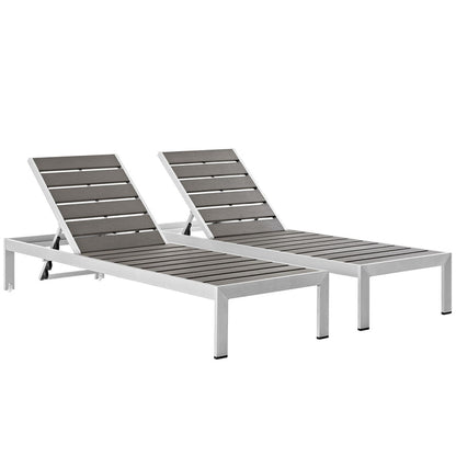 Shore Outdoor Patio Aluminum Chaise Set of 2 - Default Title