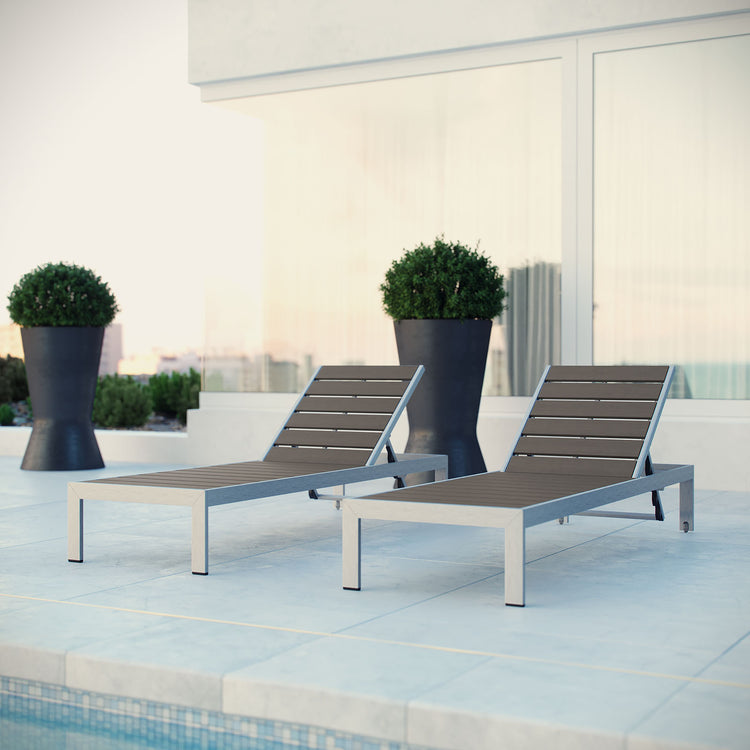 Shore Outdoor Patio Aluminum Chaise Set of 2 - Default Title