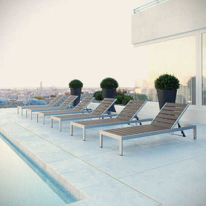 Shore Outdoor Patio Aluminum Chaise Set of 6 - Default Title