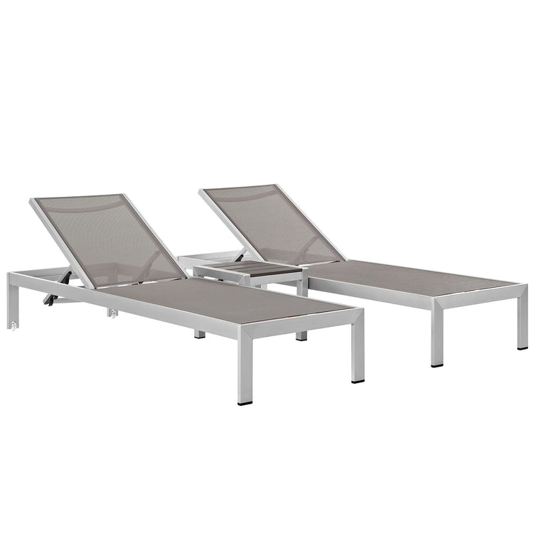 Shore 3 Piece Outdoor Patio Aluminum Set - Silver Gray