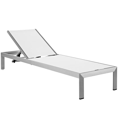 Shore Outdoor Patio Aluminum Chaise Set of 2 - Silver White
