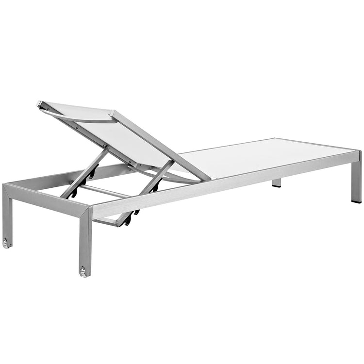 Shore Outdoor Patio Aluminum Chaise Set of 2 - Silver White