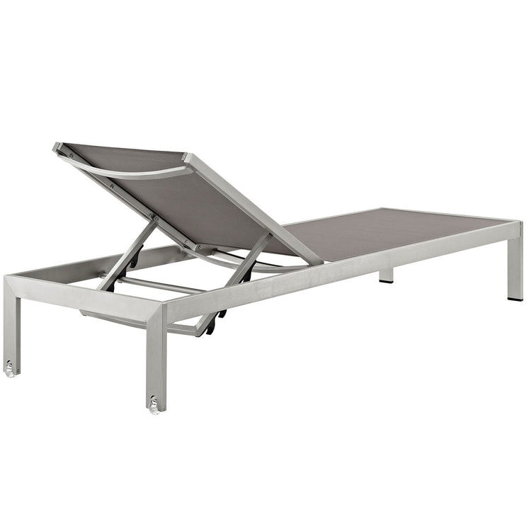 Shore Outdoor Patio Aluminum Chaise Set of 4 - Silver Gray