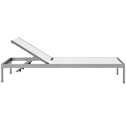 Shore Outdoor Patio Aluminum Chaise Set of 4 - Silver White