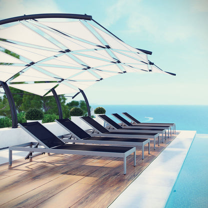 Shore Outdoor Patio Aluminum Chaise Set of 6 - Silver Black