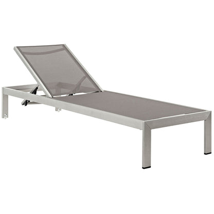 Shore Outdoor Patio Aluminum Chaise Set of 6 - Silver Gray