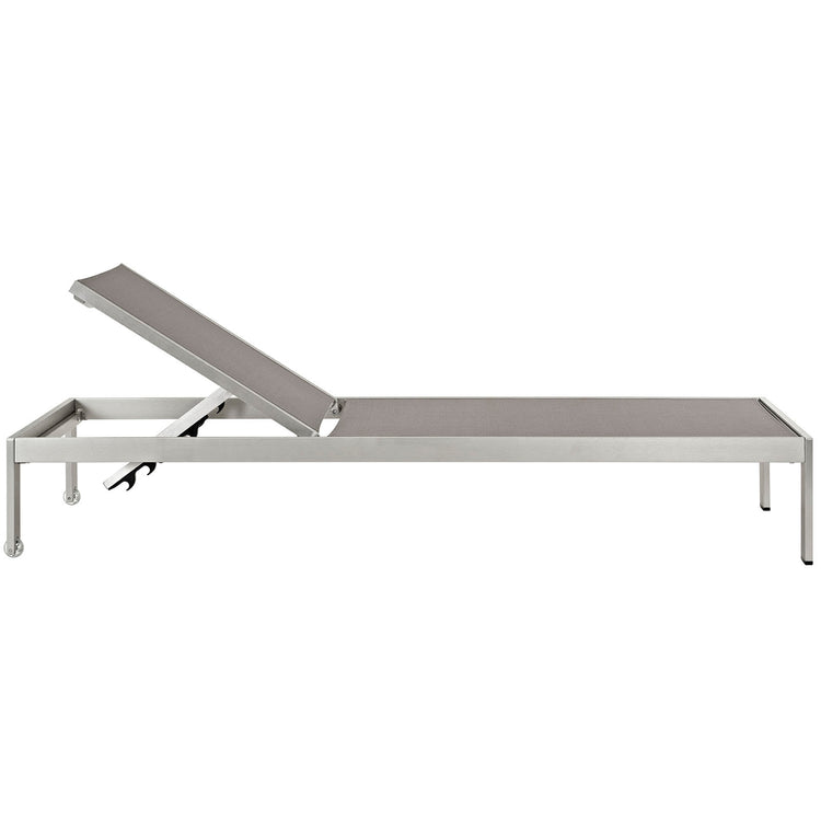 Shore Outdoor Patio Aluminum Chaise Set of 6 - Silver Gray