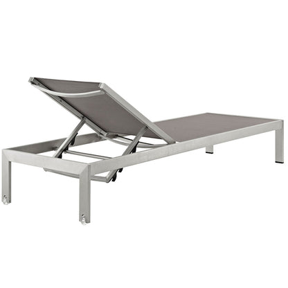 Shore Outdoor Patio Aluminum Chaise Set of 6 - Silver Gray