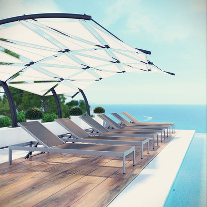 Shore Outdoor Patio Aluminum Chaise Set of 6 - Silver Gray