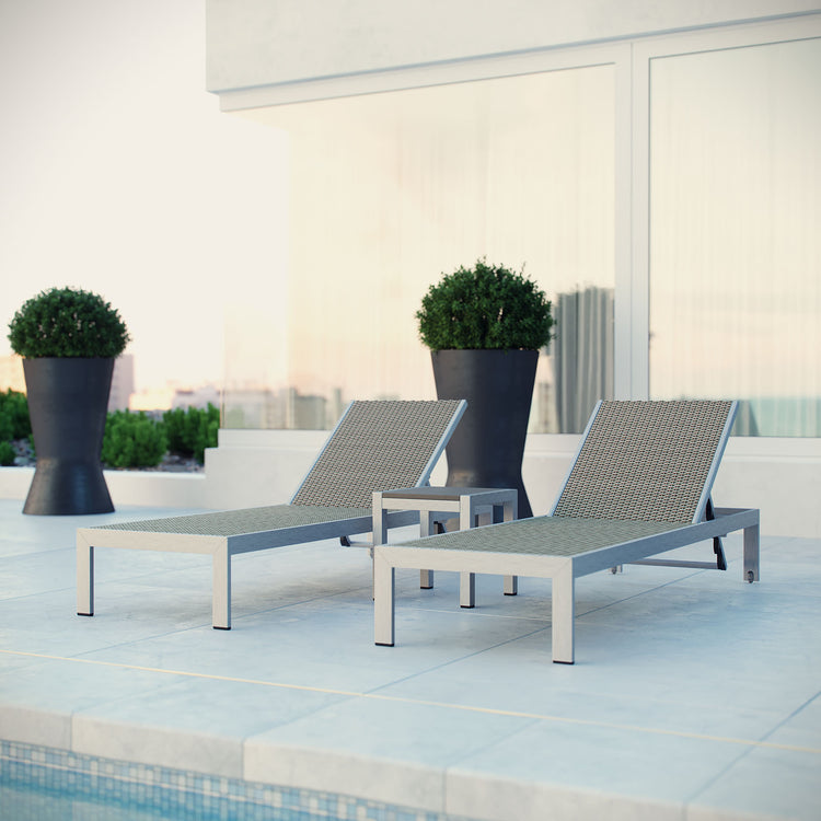 Shore 3 Piece Outdoor Patio Aluminum Set - Default Title