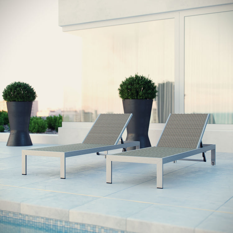 Shore Outdoor Patio Aluminum Chaise Set of 2 - Default Title