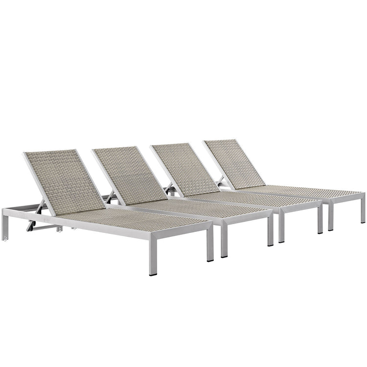 Shore Outdoor Patio Aluminum Chaise Set of 4 - Default Title