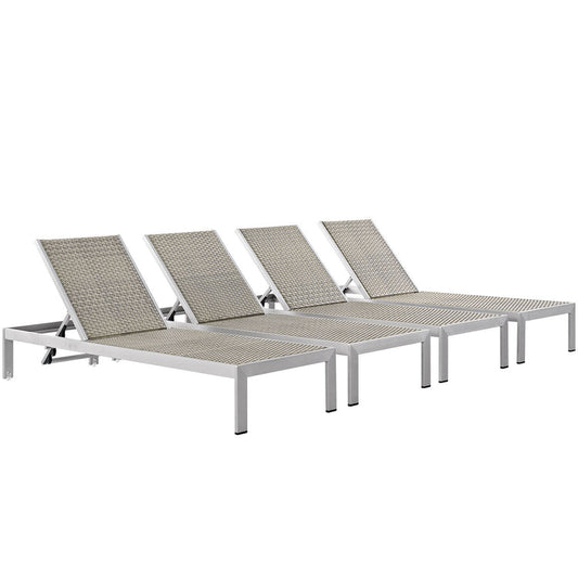 Shore Outdoor Patio Aluminum Chaise Set of 4 - Default Title