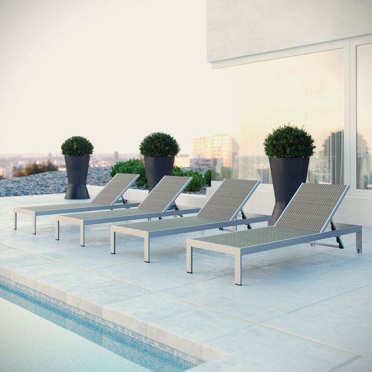 Shore Outdoor Patio Aluminum Chaise Set of 4 - Default Title