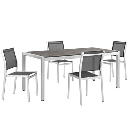 Shore 5 Piece Outdoor Patio Aluminum Dining Set - Default Title