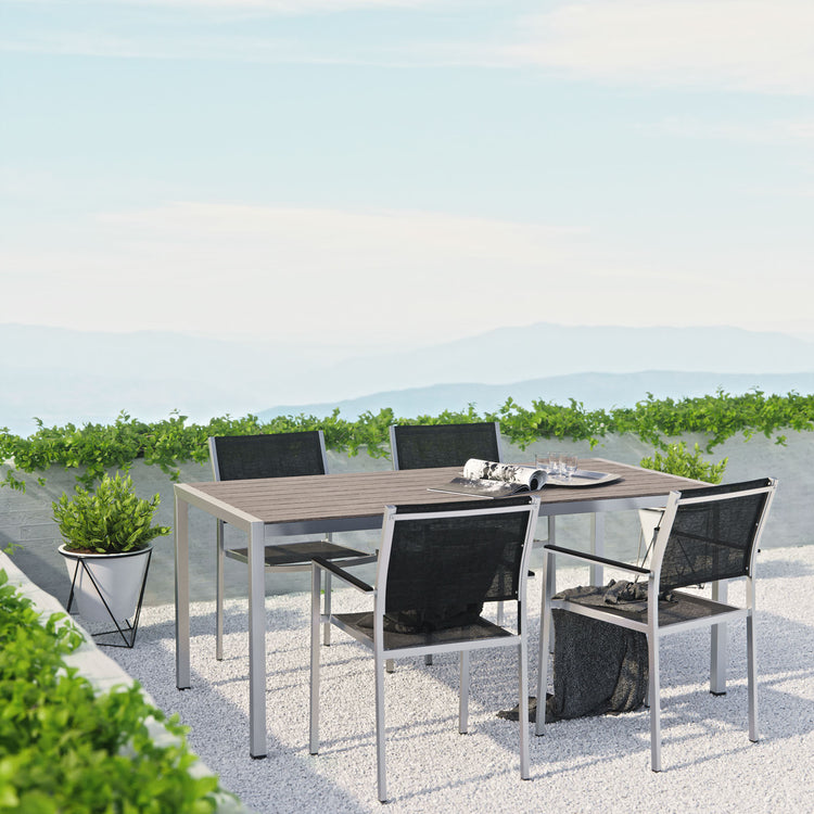 Shore 5 Piece Outdoor Patio Aluminum Dining Set - Default Title