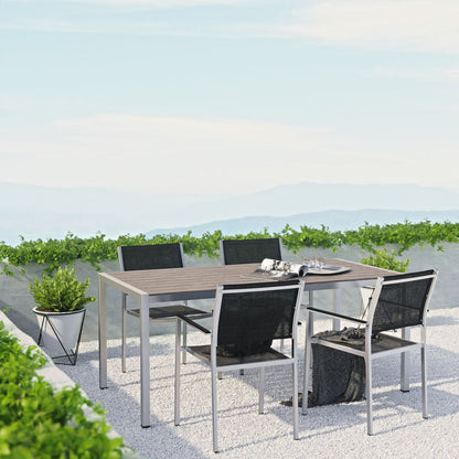 Shore 5 Piece Outdoor Patio Aluminum Dining Set - Default Title