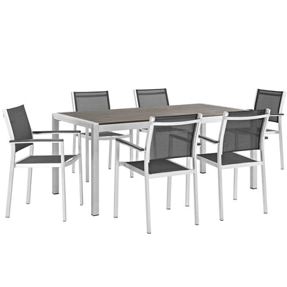 Shore 7 Piece Outdoor Patio Aluminum Dining Set - Default Title