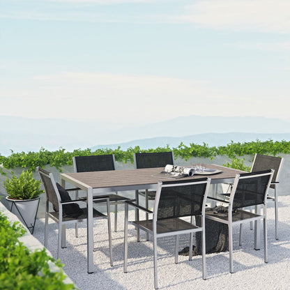 Shore 7 Piece Outdoor Patio Aluminum Dining Set - Default Title