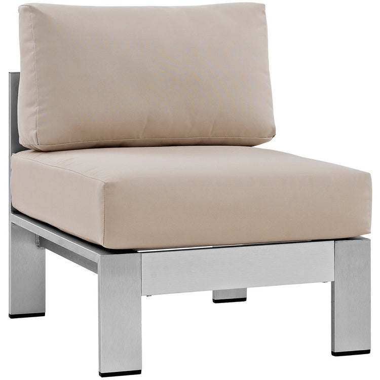 Shore 5 Piece Outdoor Aluminum Sectional Sofa Set - Silver Beige