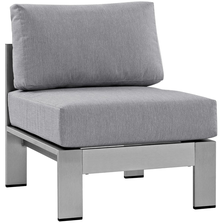 Shore 5 Piece Outdoor Aluminum Sectional Sofa Set - Silver Gray