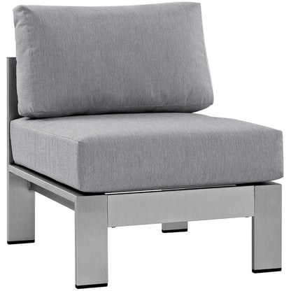 Shore 5 Piece Outdoor Aluminum Sectional Sofa Set - Silver Gray