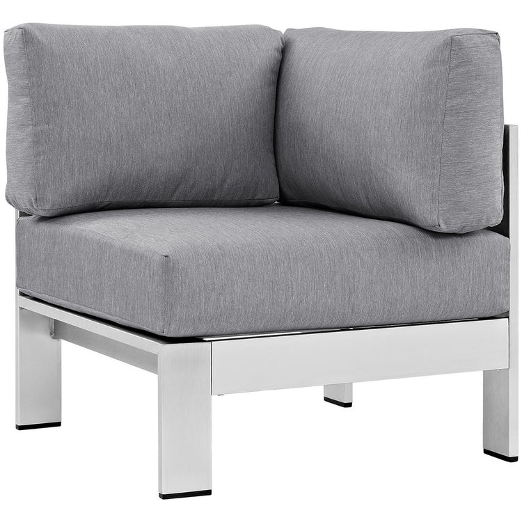 Shore 5 Piece Outdoor Aluminum Sectional Sofa Set - Silver Gray