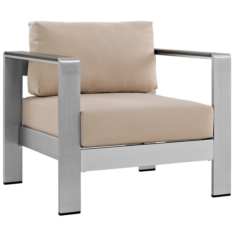 Shore 6 Piece Outdoor Aluminum Sectional Sofa Set - Silver Beige