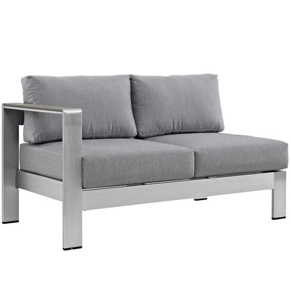 Shore 6 Piece Outdoor Aluminum Sectional Sofa Set - Silver Gray