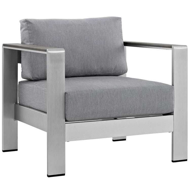 Shore 6 Piece Outdoor Aluminum Sectional Sofa Set - Silver Gray
