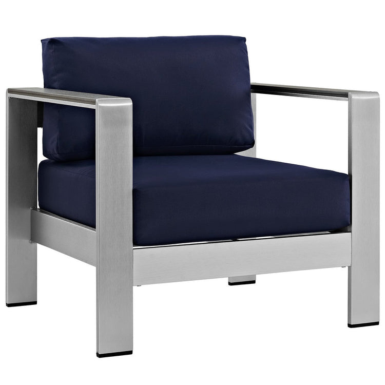 Shore 6 Piece Outdoor Aluminum Sectional Sofa Set - Silver Navy