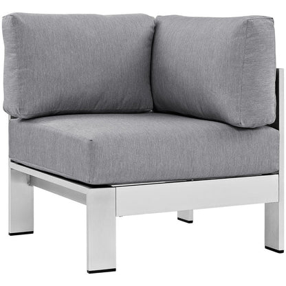 Shore 4 Piece Outdoor Aluminum Sectional Sofa Set - Silver Gray