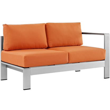 Shore 4 Piece Outdoor Aluminum Sectional Sofa Set - Silver Orange