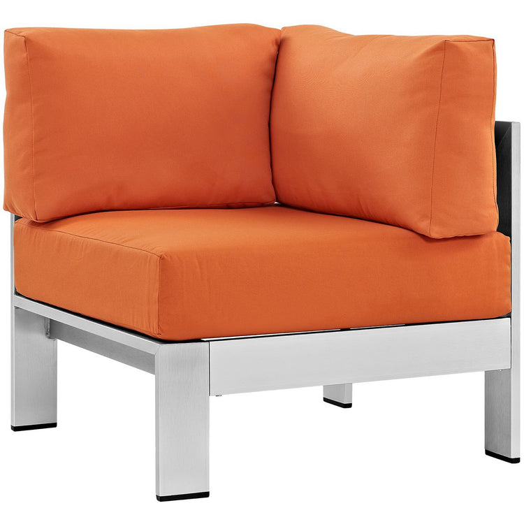 Shore 4 Piece Outdoor Aluminum Sectional Sofa Set - Silver Orange