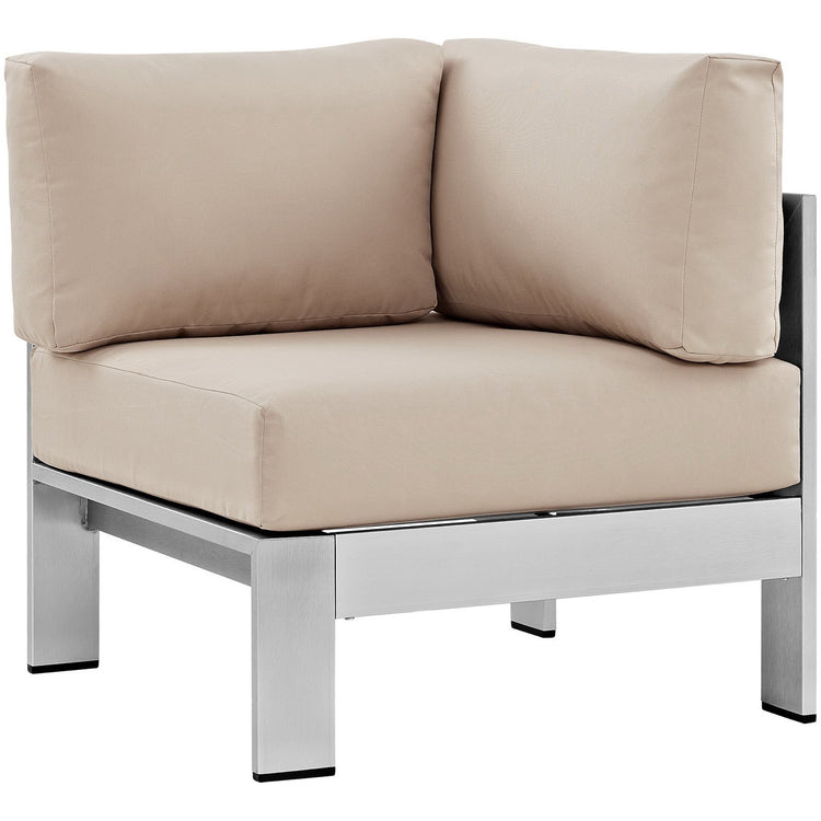 Shore 6 Piece Outdoor Aluminum Sectional Sofa Set - Silver Beige