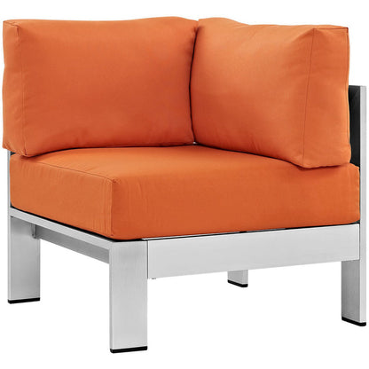 Shore 6 Piece Outdoor Aluminum Sectional Sofa Set - Silver Orange